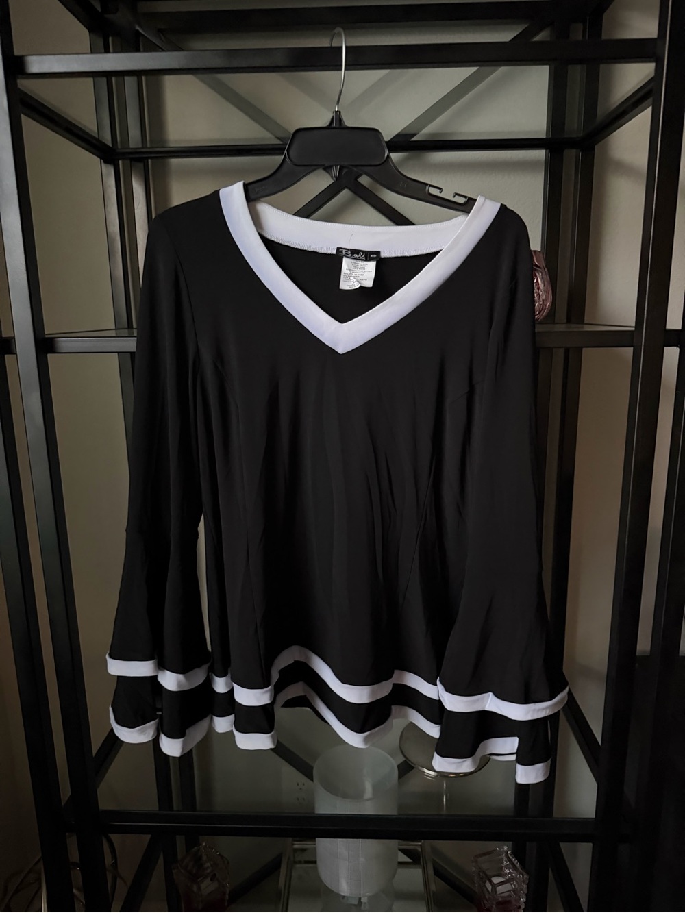 Bali Black V-Neck Tunic with White Trim